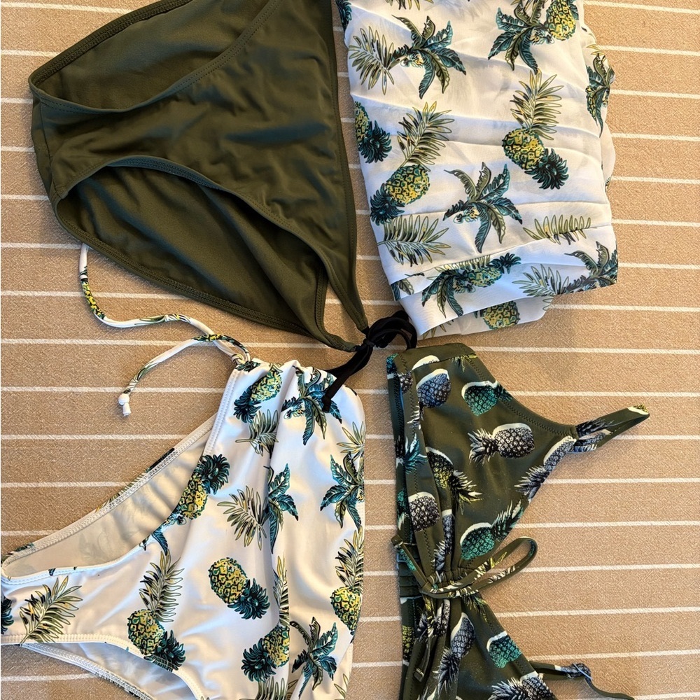 Tropical Pineapple Print Bikini Set